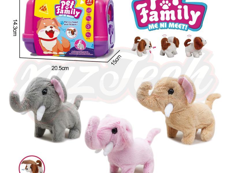 Electric plush walking elephant and carrying cage