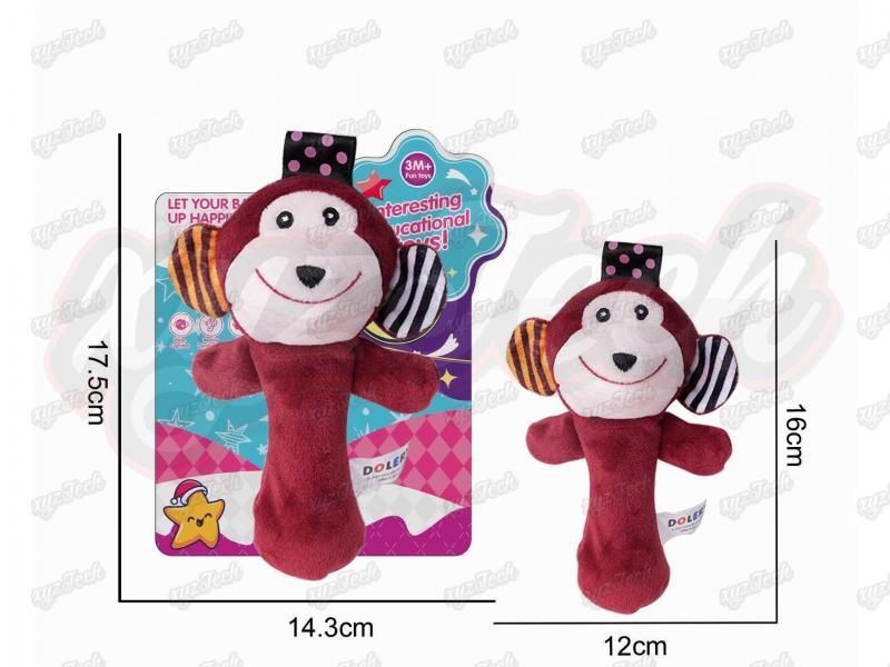 Plush Little Monkey Hand-held Rattle BB Stick Baby Pacifying Toy Baby Hand-held Plush Rattle