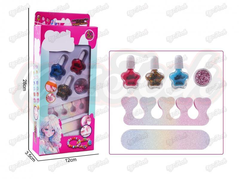 DIY Nail art Set (nail polish + sequins + nail file + toe divider)