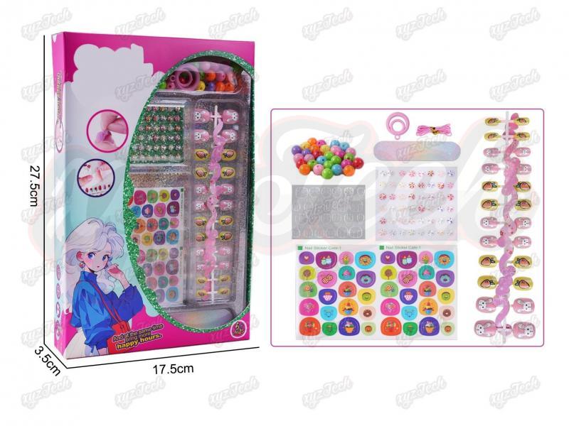 DIY Princess Fashion Nail Art Set (Nail Patches + Nail Stickers + Nail Files + Ear and Face Stickers + beading)